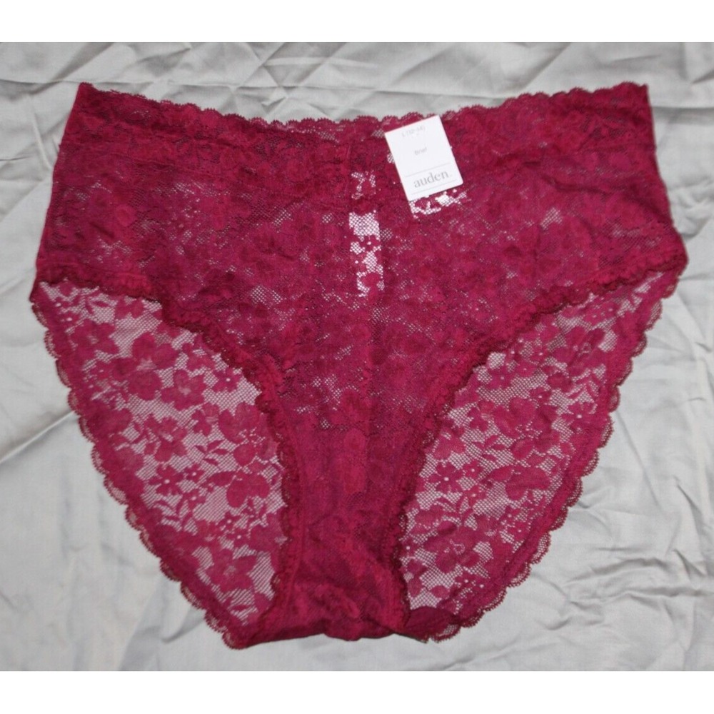 Auden Women's All over Burgundy Lace Brief  Size *L (10-12)* NWT